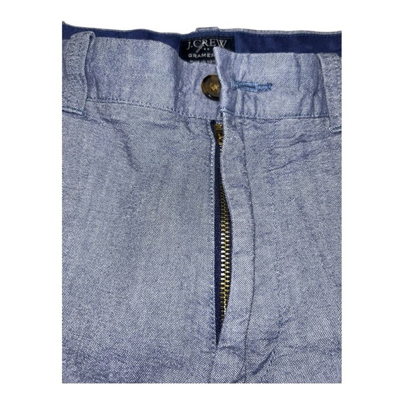 J.Crew Men's Gramercy Shorts Flat Front Blue Chambray Cotton Size 32W - Picture 6 of 7